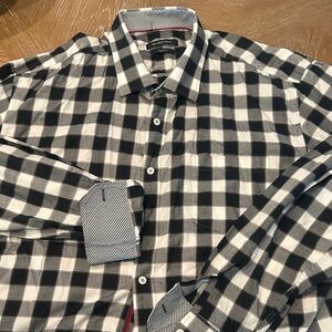 Bugatchi Black and White Checkered Shirt